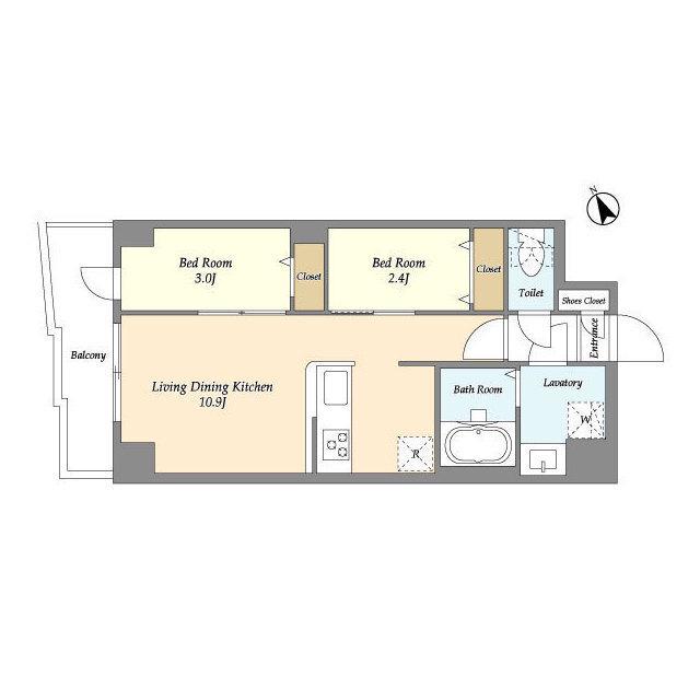 アルファコート曳舟2(2LDK/6階)の間取り写真