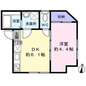 カーサ本木(1DK/1階)の間取り写真