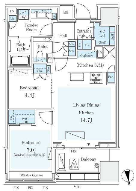 パークコート ザ・三番町ハウス(2LDK/3階)の間取り写真