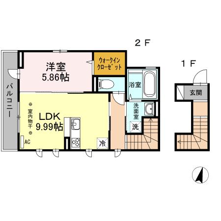 フローラ(1LDK/2階)の間取り写真