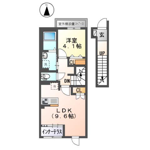ラフィーネポルテ(1LDK/2階)の間取り写真