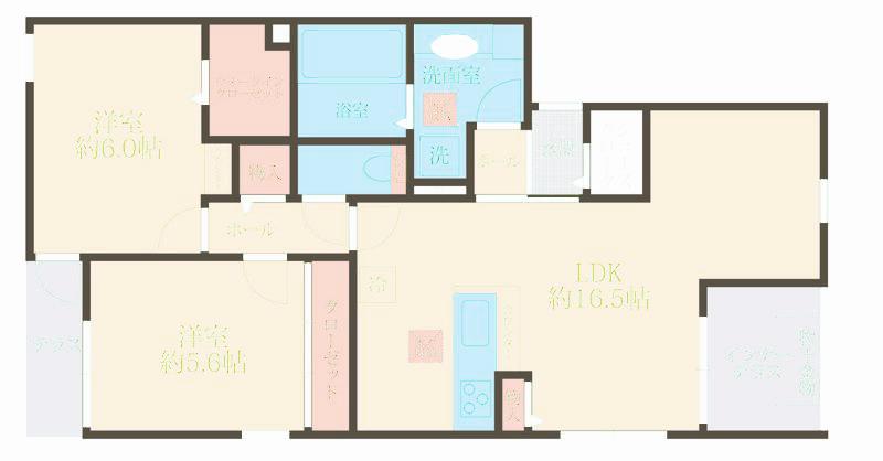 LULU西尾久(2LDK/1階)の間取り写真