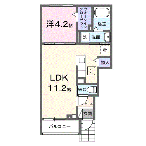 ハイムS(1LDK/1階)の間取り写真