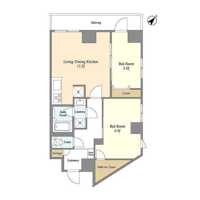 グランカーサ西葛西(2LDK/6階)の間取り写真