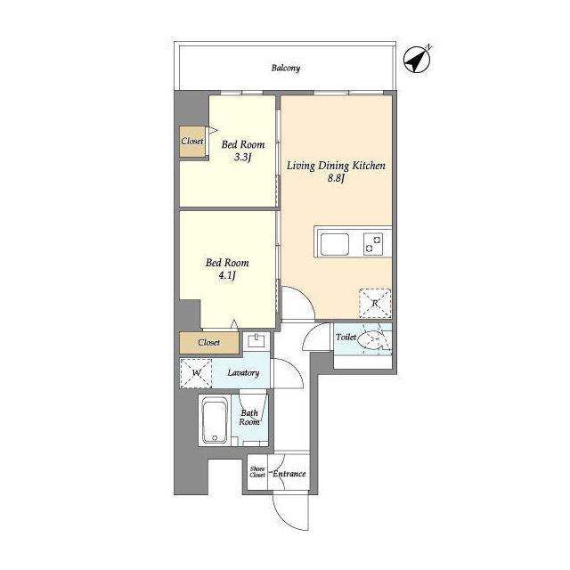 グランカーサ西葛西(2LDK/1階)の間取り写真