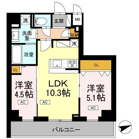 ロイジェント南池袋(2LDK/7階)の間取り写真
