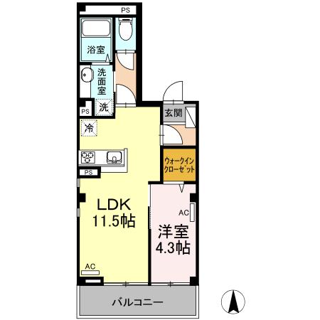 コンフォートK(1LDK/3階)の間取り写真