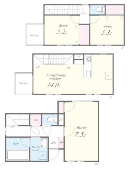 ミ・パティオB棟(3LDK/1階)の間取り写真