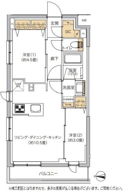 リビオメゾン湯島(2LDK/4階)の間取り写真