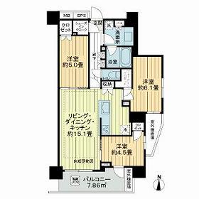 ライオンズ綾瀬セントマークス(3LDK/7階)の間取り写真