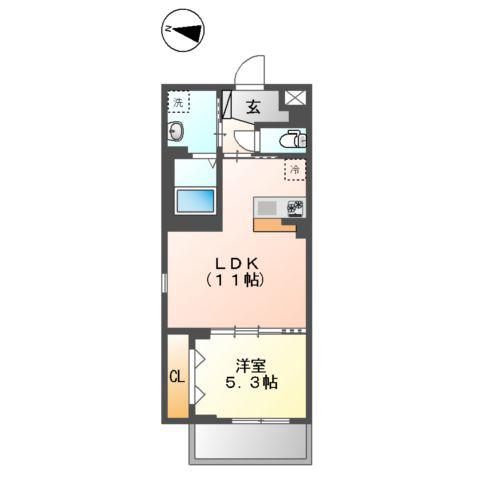 梅田3丁目マンション工事(1LDK/4階)の間取り写真