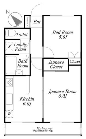中銀第2音羽マンシオン(2DK/4階)の間取り写真