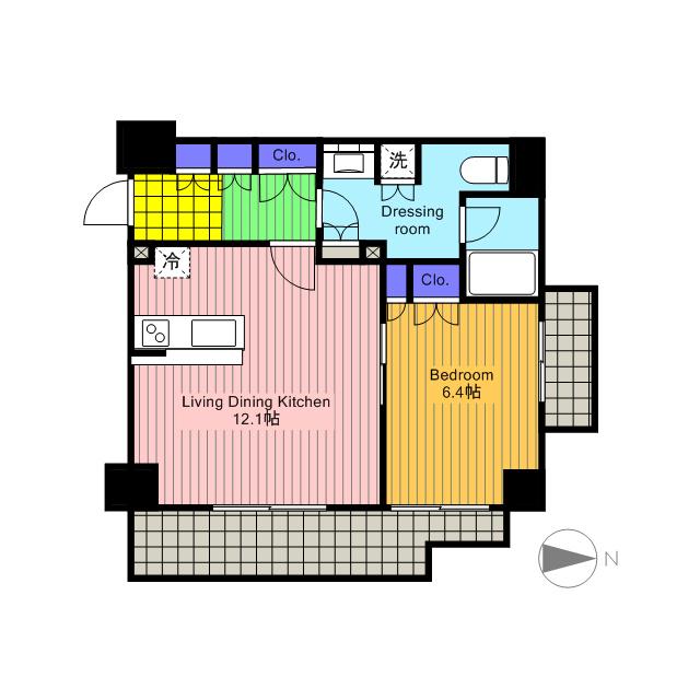 コンフォリア九段(1LDK/12階)の間取り写真