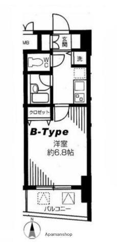ユニオネスト御茶ノ水(1K/2階)の間取り写真
