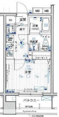 パークウェル秋葉原(1K/8階)の間取り写真