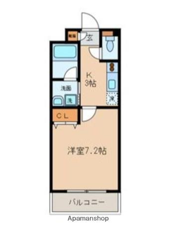 ハイデンスヌクイ(1K/2階)の間取り写真