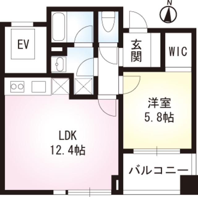 PARK AYASE(1LDK/6階)の間取り写真