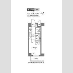 プラウドフラット神楽坂(1K/6階)の間取り写真