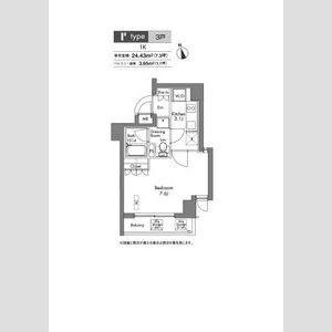 プラウドフラット神楽坂(1K/7階)の間取り写真