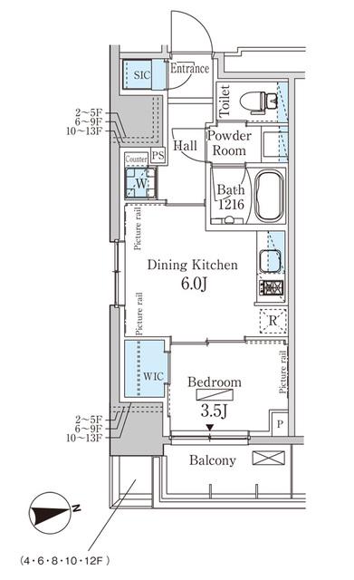 パークアクシス赤塚(1DK/10階)の間取り写真