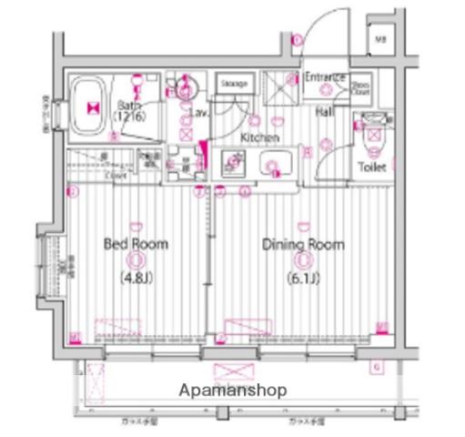 ガーラ・ヒルズ氷川台(1DK/2階)の間取り写真