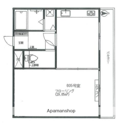 メゾン旭(1DK/6階)の間取り写真