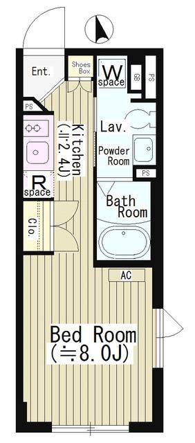 CENTENARIO市谷二十騎町(1K/1階)の間取り写真