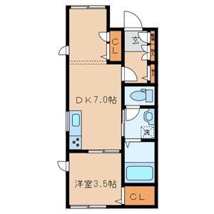 SARTEH エスポワール(1DK/1階)の間取り写真