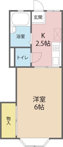 ポルシェ富士見台(1K/2階)の間取り写真