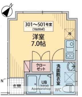 シェルブルー中落合(ワンルーム/3階)の間取り写真