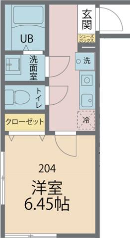 カインドネス東武練馬(1K/2階)の間取り写真