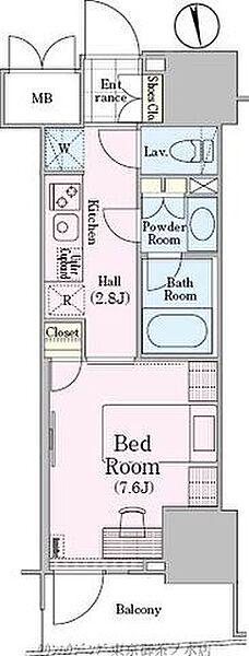 ロイジェントパークス四ツ谷(1K/12階)の間取り写真