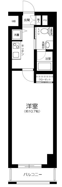 メインステージ大山(1K/2階)の間取り写真
