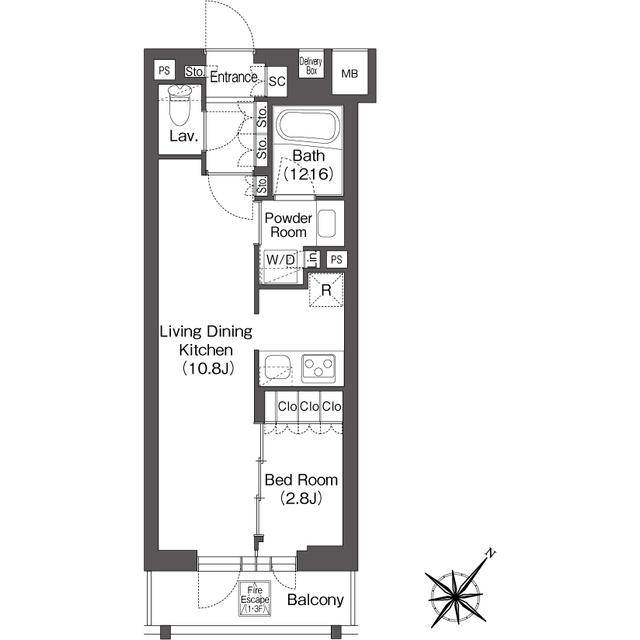 レフィールオーブ代々木(1LDK/4階)の間取り写真