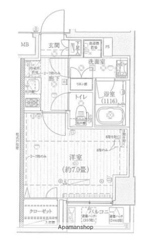 プレール・ドゥーク西新宿五丁目(1K/5階)の間取り写真