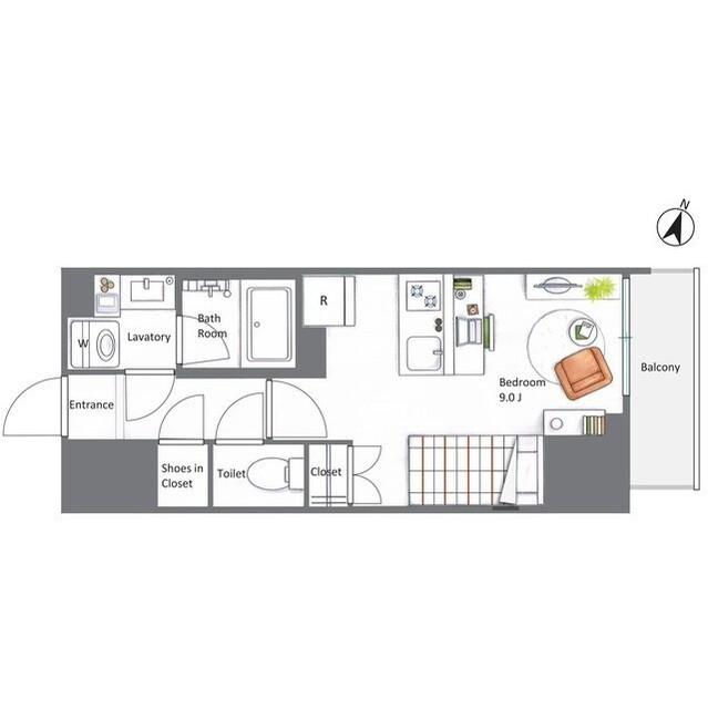 AIFLAT若松河田(ワンルーム/8階)の間取り写真