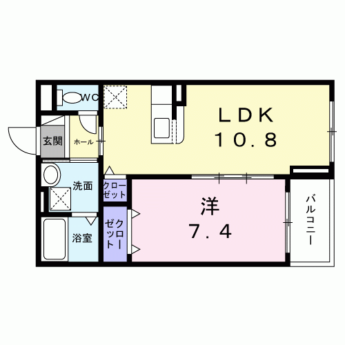 鄕祖 Ⅲ(1LDK/2階)の間取り写真