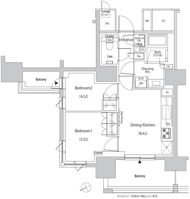 ザ・パークハビオ目白タワー(2DK/18階)の間取り写真