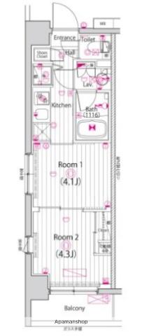 ガーラ・ヴィスタ練馬中村橋(2K/4階)の間取り写真