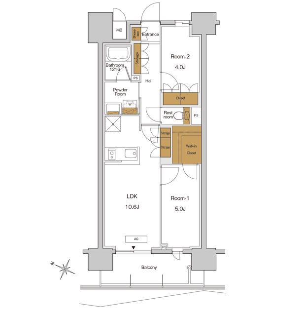 RJRプレシア東十条ガーデン(2LDK/10階)の間取り写真