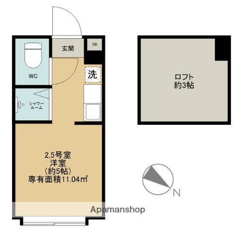 LEDミラージュ(ワンルーム/2階)の間取り写真