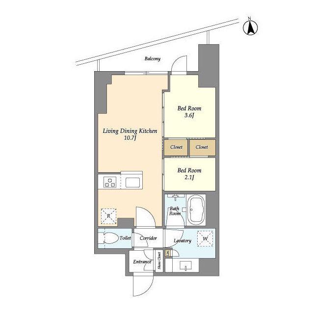 コンフォリア竹ノ塚イースト(2LDK/8階)の間取り写真