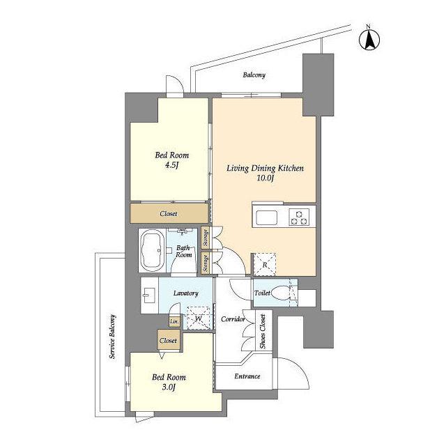 コンフォリア竹ノ塚イースト(2LDK/2階)の間取り写真