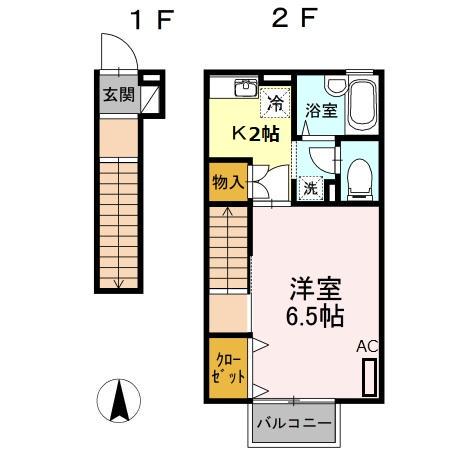プレミール(1K/2階)の間取り写真