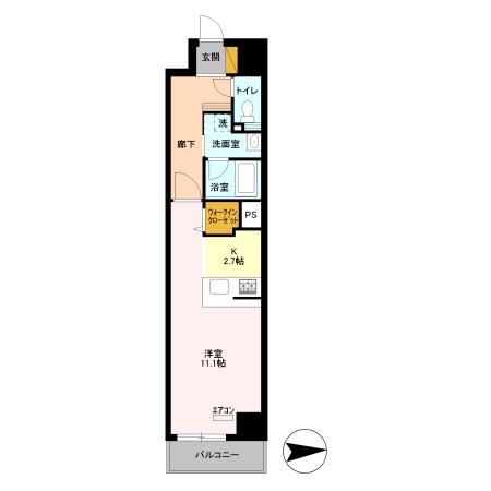 ロイヤルパークスシーサー(ワンルーム/7階)の間取り写真