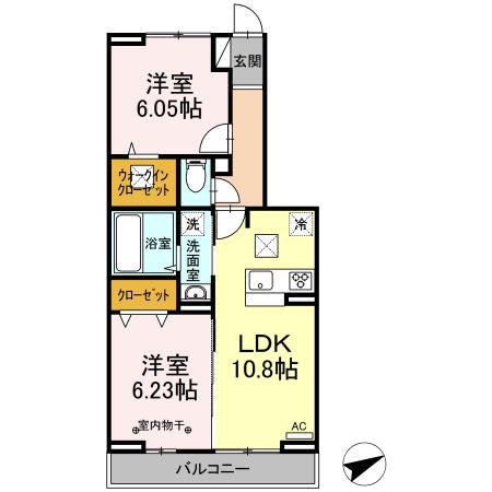 クーラクーD(2LDK/1階)の間取り写真