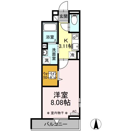 レインボー皿沼(1K/1階)の間取り写真