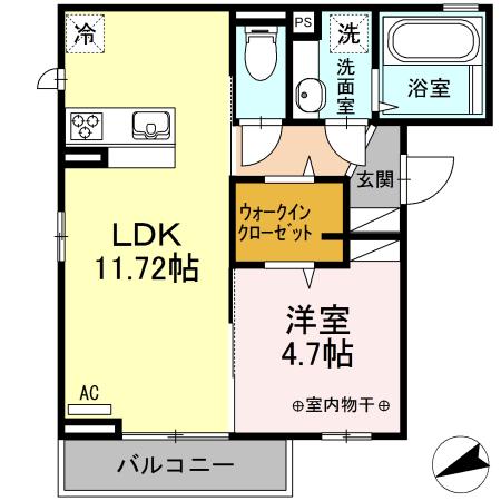 グランコンフォート(1LDK/2階)の間取り写真