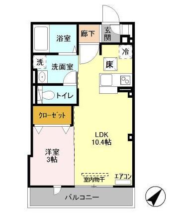 LIFEMENT YP(1LDK/1階)の間取り写真