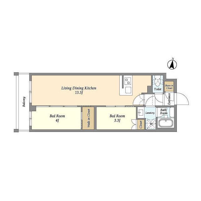 アジールコート練馬中村橋(2LDK/4階)の間取り写真
